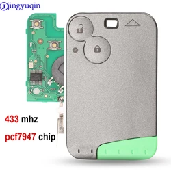 Jingyuqin 433 MHz Pcf7947 Chip 2 Taste Remote Karte Smart Auto Schlüssel für Renault Laguna mit Uncut Key Klinge