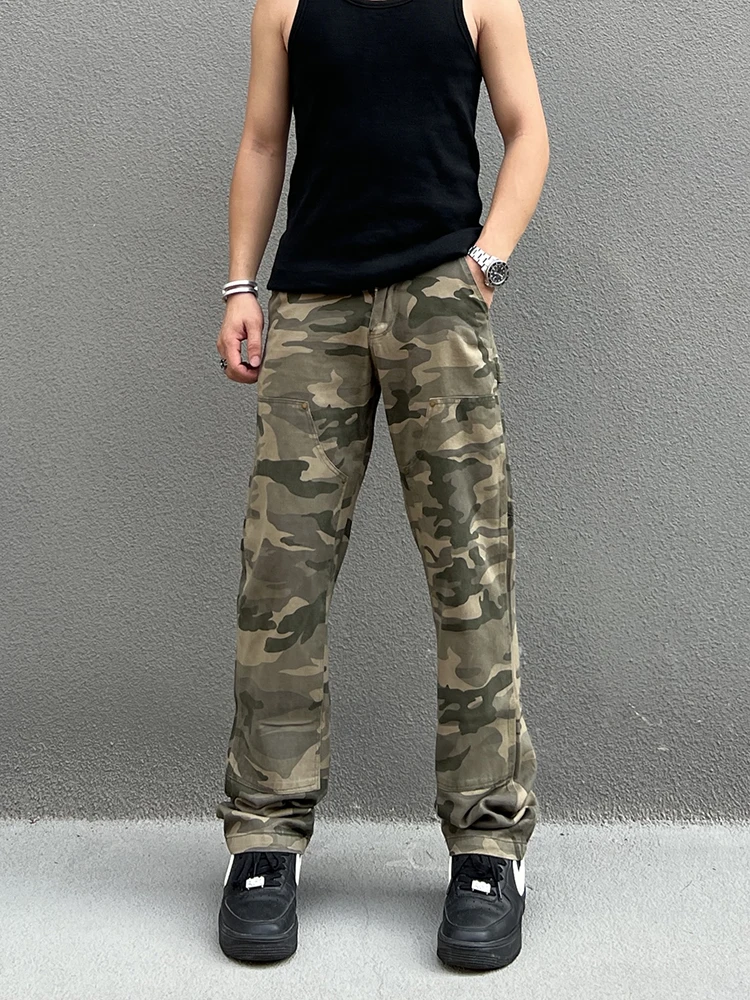 

American Sle Camouflage Logging Work Pants Straight Leg Loose Casual Long Trousers Men Women Bla M High Street Vibe