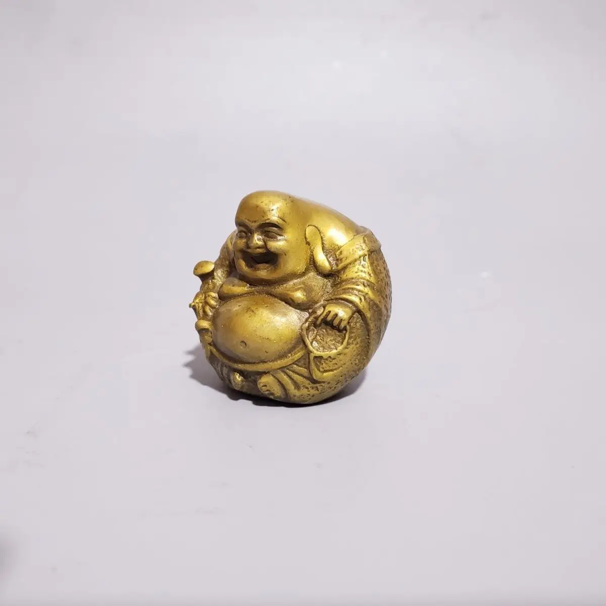 

Chinese Old Rare Luck Tibetan Copper Smile Buddha Statue Height 5Cm