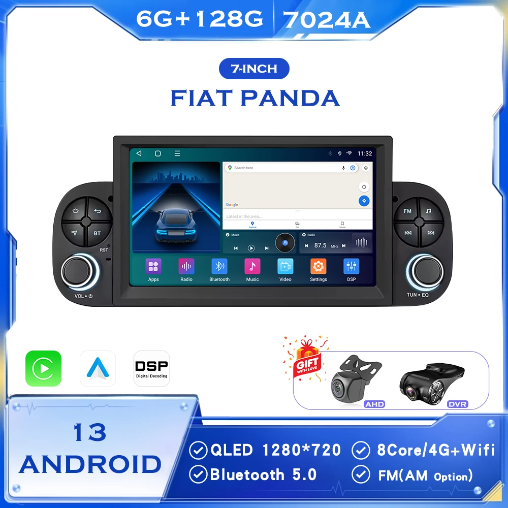 

BINGFAN 7" for Fiat Panda 2013-2022 Wireless CarPlay Android Auto Car Radio Multimedia Player GPS Autoradio WIFI Touch Screen