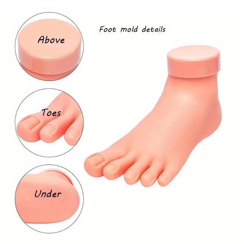 Nail Practice Foot Model Flexible Movable Silicone Prosthetic Soft Fake Hands for Nail Art Training Display