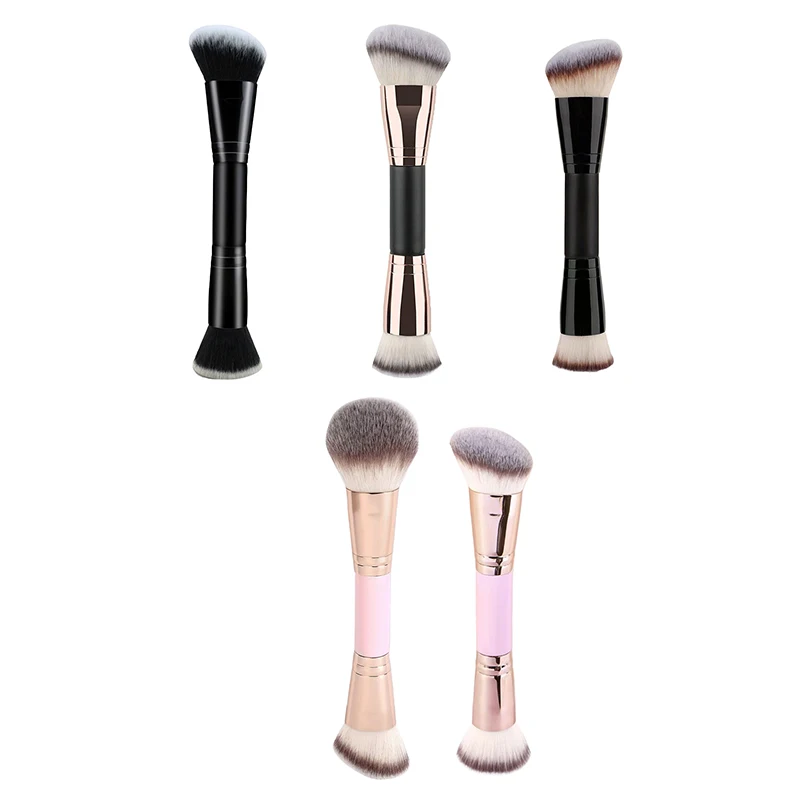 {MX} 1/2Pcs Professional Double Ended Makeup Brush Large Round Head Foundation Concealer Brush Travel Make Up Tools