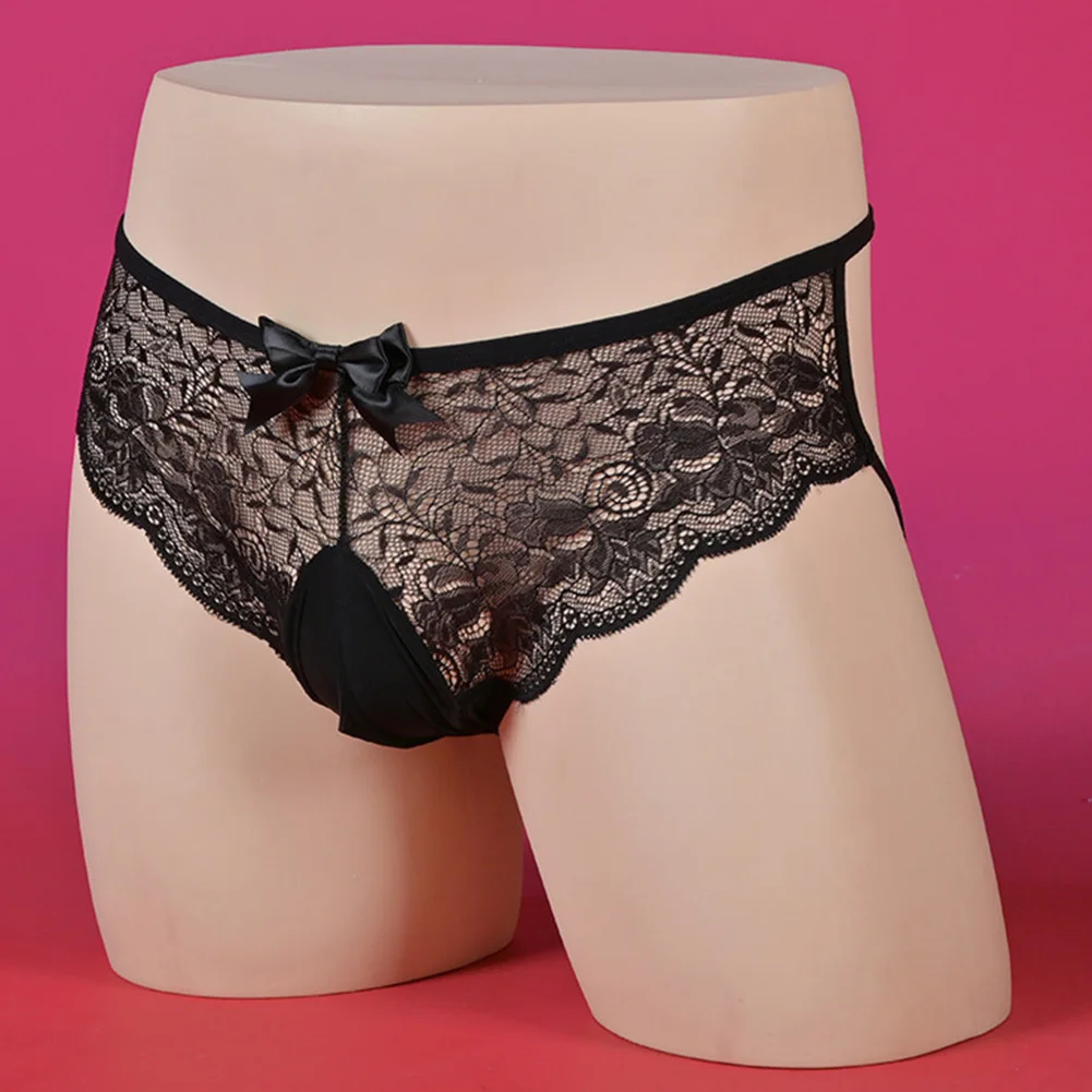 

Sexy Underpants Men Sexy Briefs Sissy Underwear Lacework Shorts Bowknot Sensual Knickers Sexy Lingerie Exotic Accessories