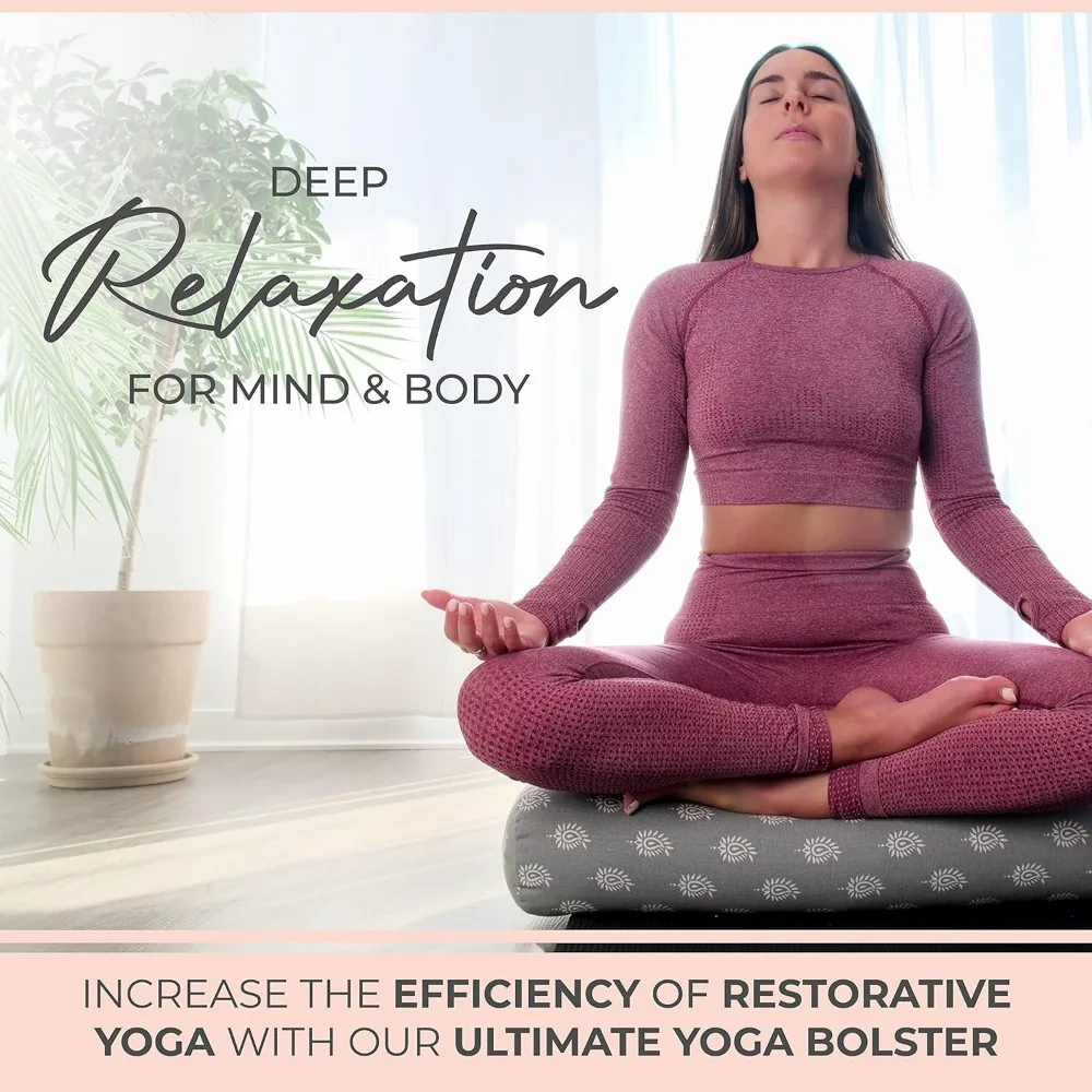 Bolster for Restorative Yoga - 100% Cotton, Includes Washable Cover and Carry Bag