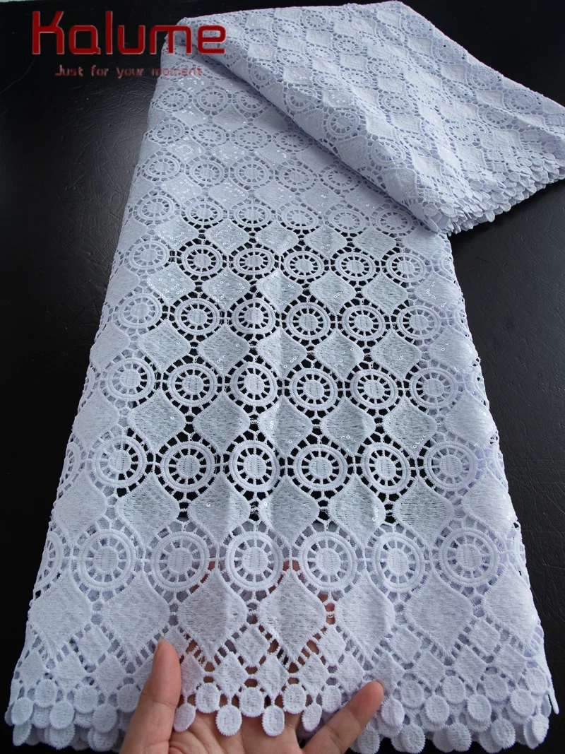 

Kalume African Wedding Guipure Cord Lace Fabric High Quality Nigerian French Water Soluble Lace Fabric For Sewing Dress F4503