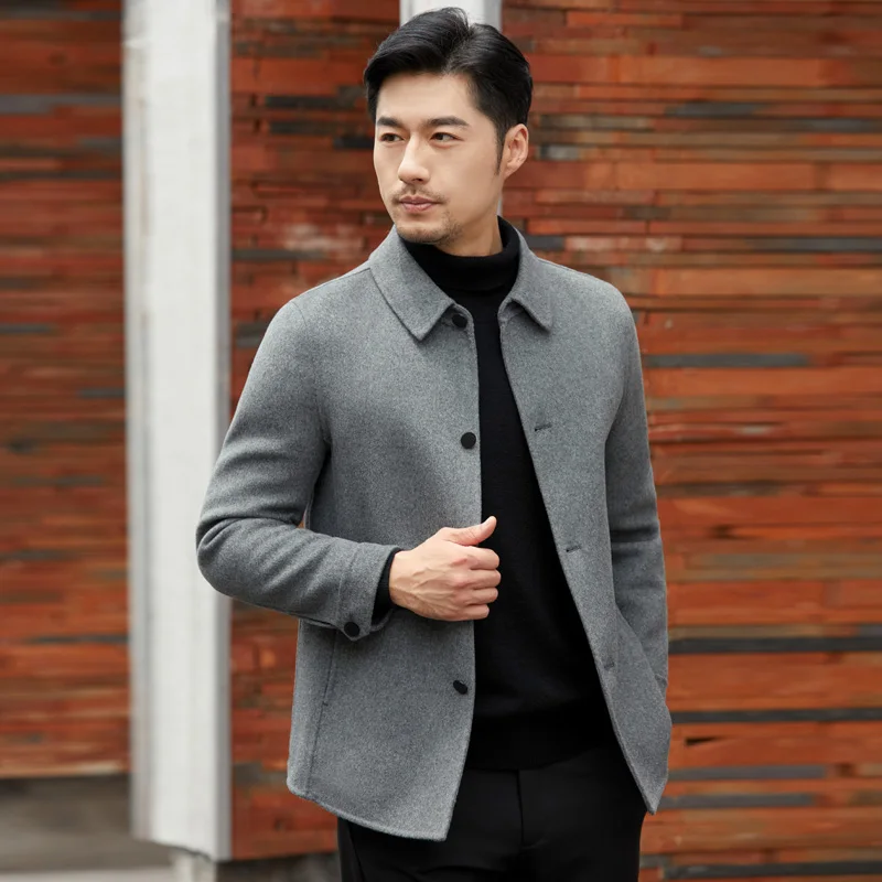 

Jueqi cashmere coat men's double-sided woolen coat autumn and winter new 100% pure wool woolen coat MR-3020