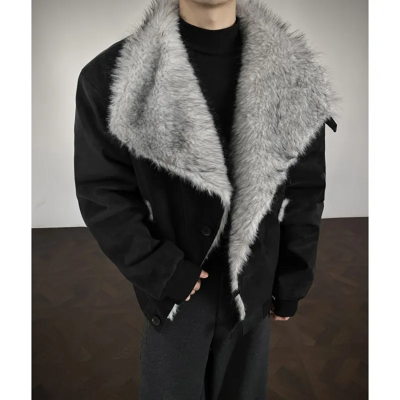 

Высококачественное мужское хлопковое стеганое пальто American Sle с меховым воротником, повседневная крутая брендовая зимняя модная верхняя одежда