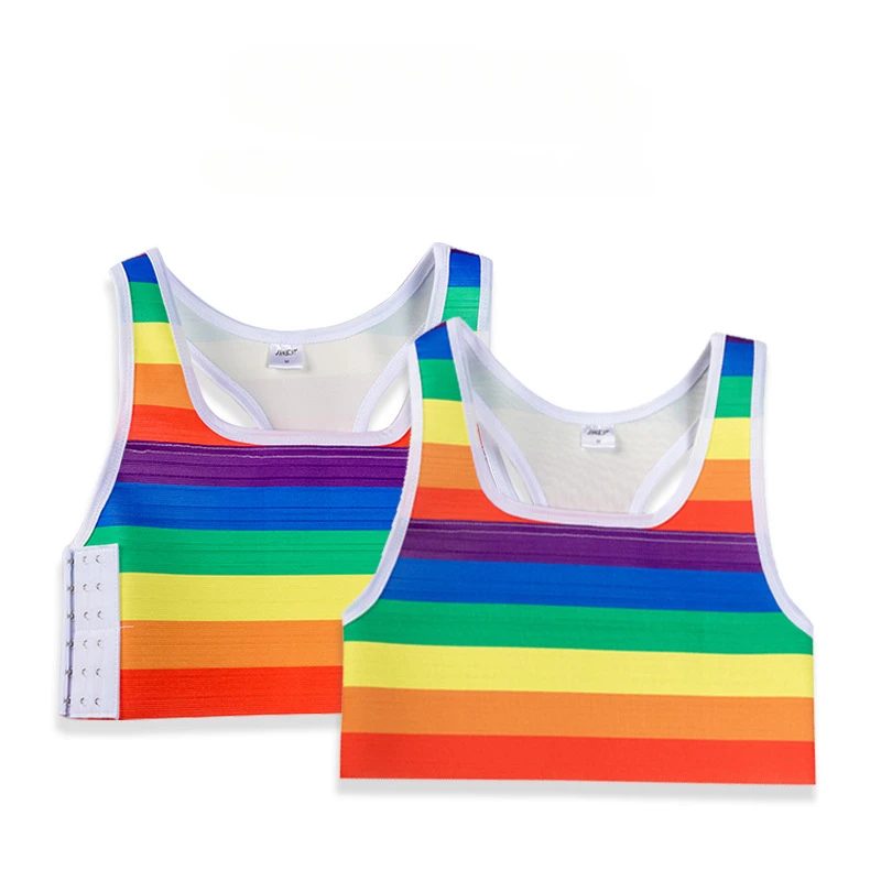 

HaleyChan Women's Chest Binder Trans Lesbian Tomboy LGBT Pullover Binders Rainbow Stripes Crop Top Women Gay 's Corset Tops