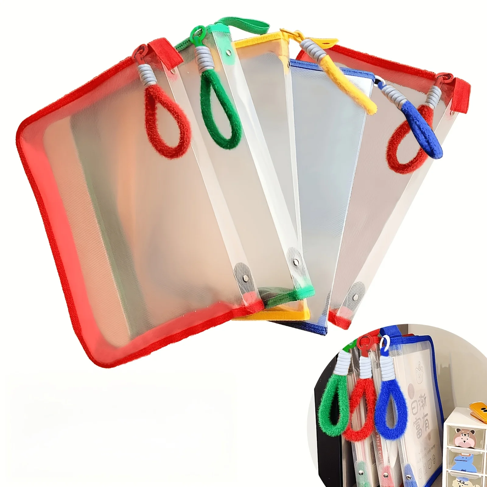 PP Made Clear A4 Zipper Pouch, Large Capacity Handbag, Classic Design for Documents and Notebooks