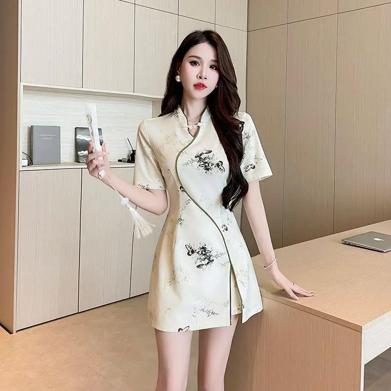 Chinese Style Women's Work Clothes Hotel Waiters Beauty Salons Hydrotherapy Nail Art Coffee Shops Sauna Technicians Desks Qipao