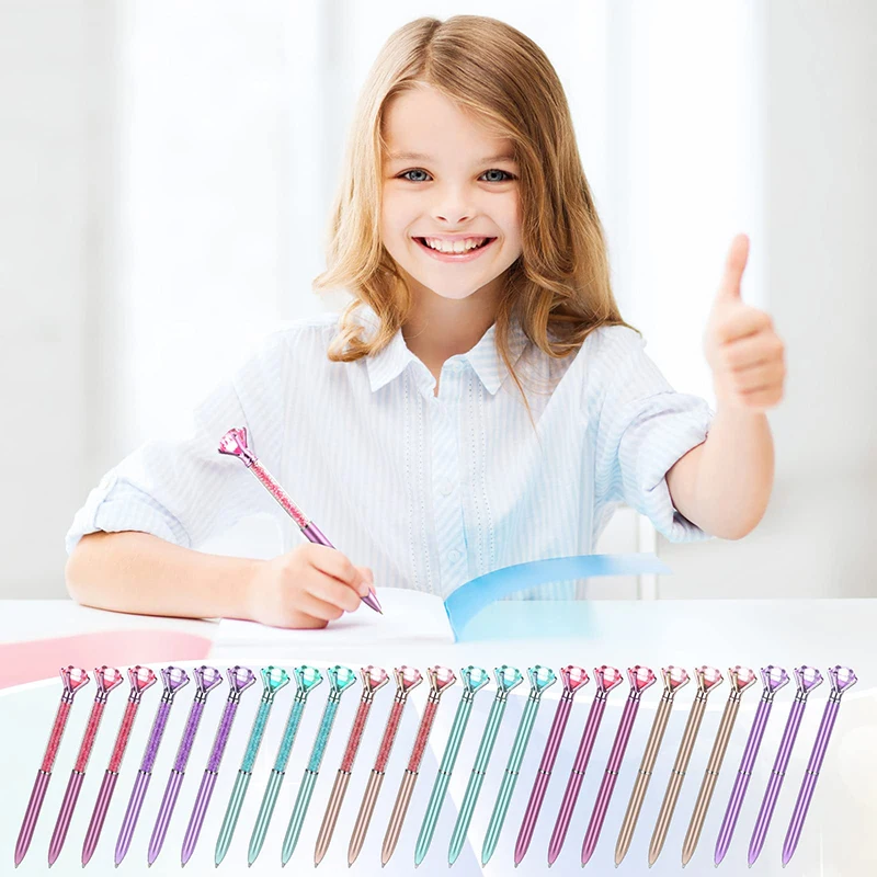 48 Pcs Crystal Diamond Ballpoint Pen Black Ink Advertising Gift Pen School Office Stationery