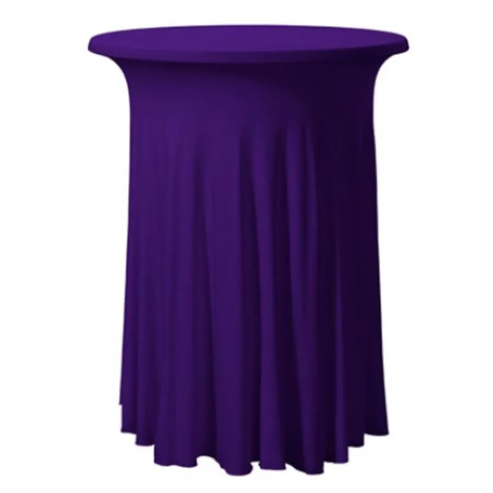 Solid Color Height Stretch Round Tablecloth Long Drape Decorative Conference Table Skirt Dustproof Elastic Bar Table Cover