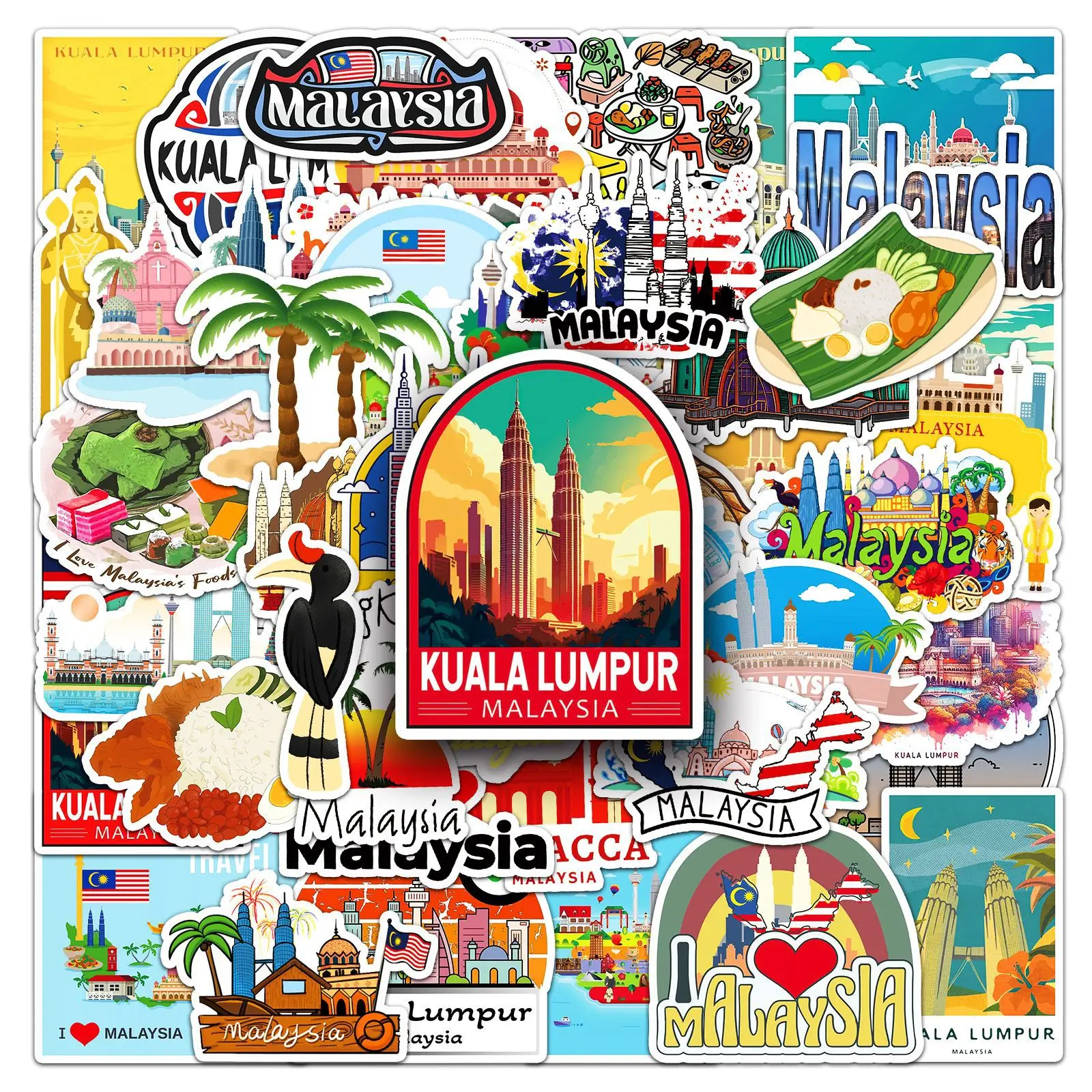 

10/50PCS Malaysian Graffiti Personalized Outdoor Travel Southeast Asia Decoration Waterproof Stickers Kids Toy