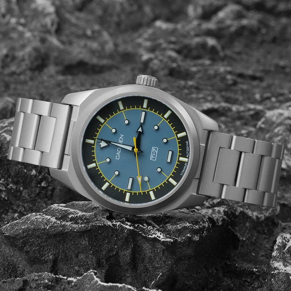 CADISEN TI-7 AUTODYNE Titanium Steel Watch Strap Automatic Mechanical Watch Man Wristwatch MIYOTA 8215 100M Waterproof Watches