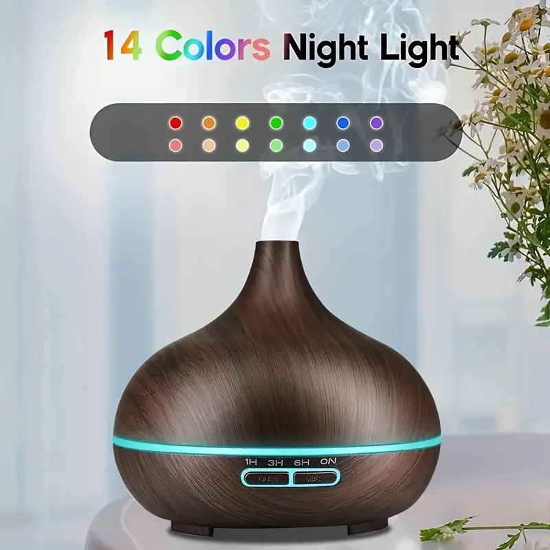 

Diffuser For Home 6 Oil Set and Remote Control Diffuser Ultrasonic Humidifier 7 Color LED - 550ml Aroma Diffuser