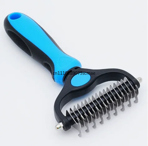 Pet Grooming Undercoat Rake Brush, Double‑Sided Deshedding Dematting Tool for Dogs Cats, Safe Comb for Long & Short Hair
