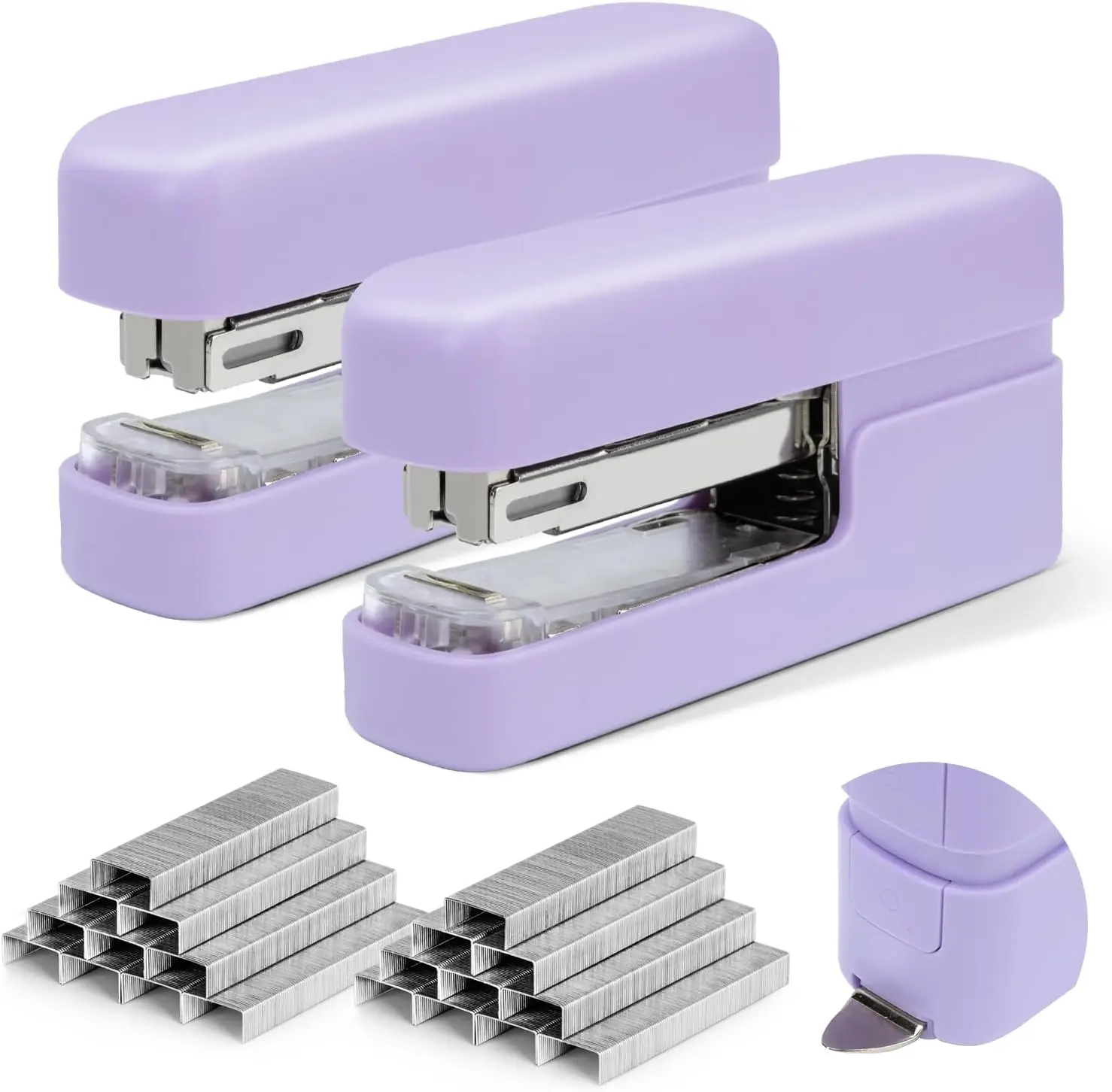 

Фиолетовый настольный степлер с устройством для удаления скоб, вместимость 45 листов, 2 штуки в упаковке, для офисного использования