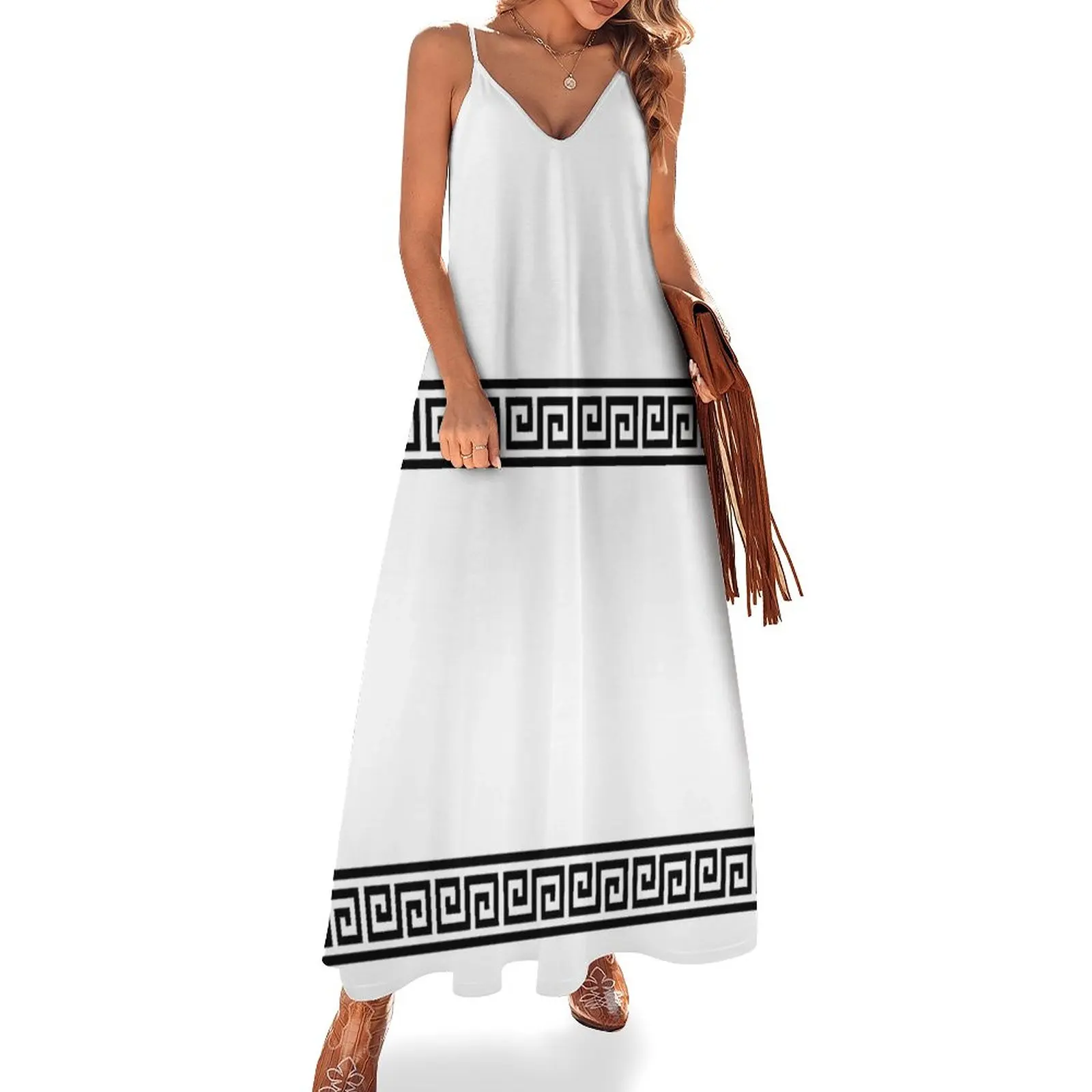 Greek geometric pattern Sleeveless Dress elegant party dress for women 2023 dress korean style