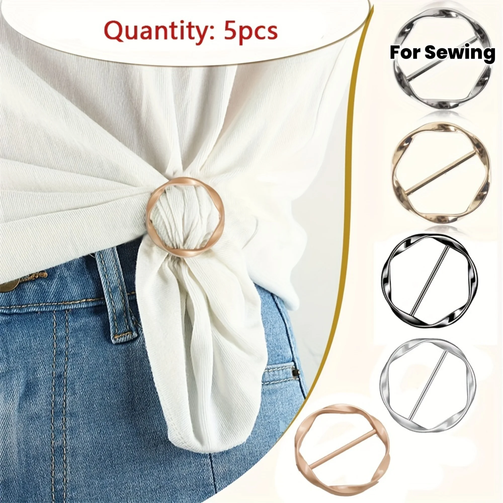 

5-Piece Versatile Metal Clips and T-Shirt Set - Easy Assembly Accessories and Pillar Cinch Accessories for Sewing and Needlework