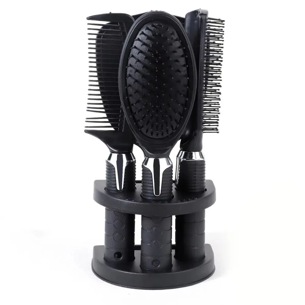 4Pcs/set Grooming Hair Comb Set Non-slip Anti-static Massage Comb with Makeup Mirror Styling Salon Hair Brush Comb Mirror Set