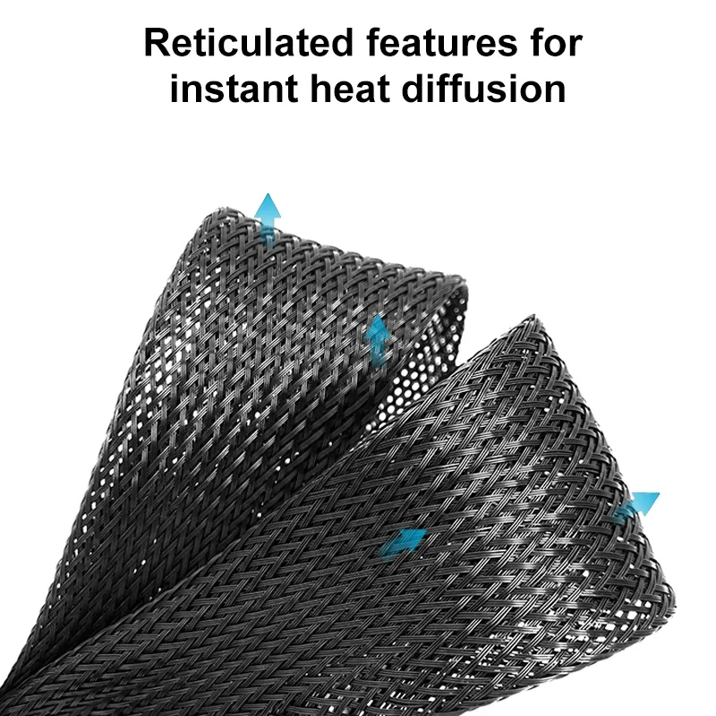 2-100mm Stretchable Black PET Mesh Braided Sleeve Shock Resistant Wire Wrap For Audio Studio Signal Cable Anti Pet Chewing Cover