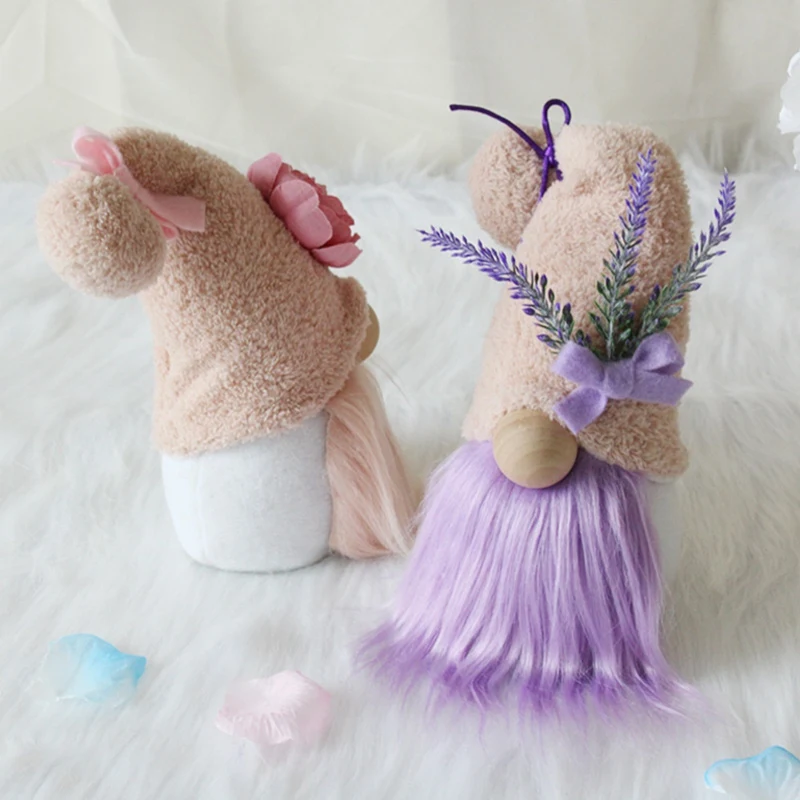 Lavender Gnomes Decorations for Home Spring Gnome Decor Handmade Plush Swedish Tomte Dwarf Farmhouse Decor [Laa259]