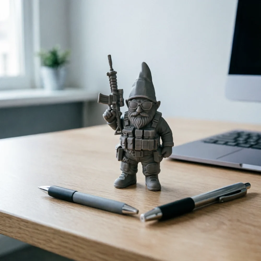 Tactical Armed Garden Gnome Statue Mini  Soldier Dwarf Figurine Tabletop Ornament Supply 3D Printed Friend'S Gift