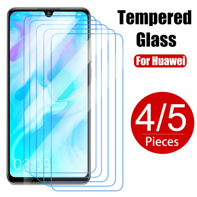 Protetor de Tela de Vidro Temperado para Huawei, P30, P40, P20, Mate 20 Lite, Y6, Y7, P Smart Z, Nova 5T, 2019, 2021, 5 unidades, 4 unidades