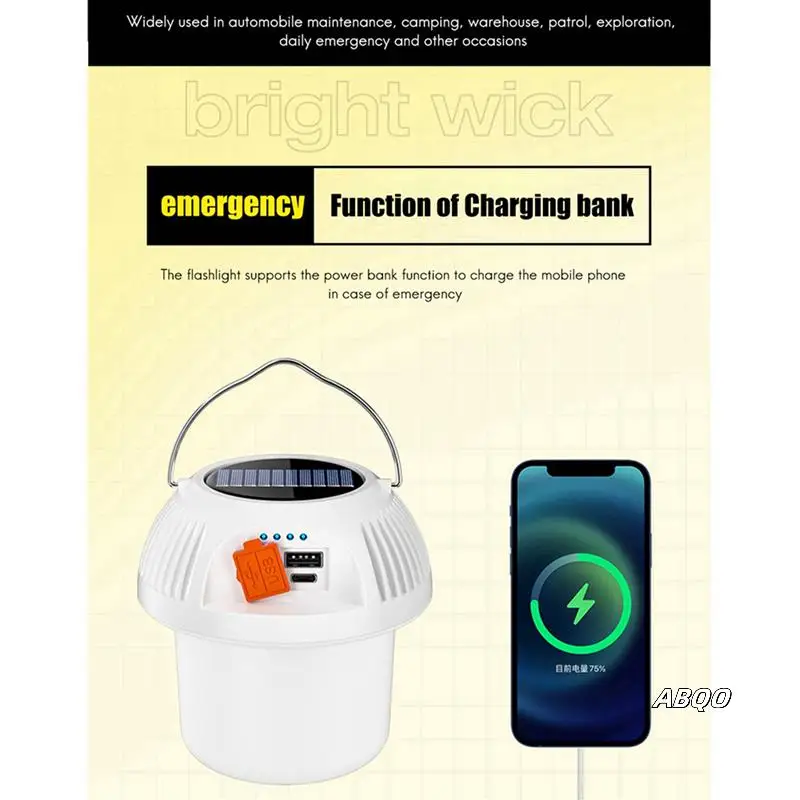 

2X Warm White Outdoors Camping Lights Emergency Lights Charging Tent Lights Atmosphere Camping Lights,White