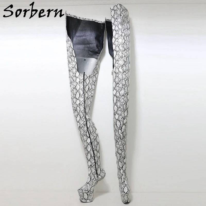 Sorbern Sexy Light Hoof Heelless Crotch Boot 97Cm Inside Shaft Length 150Cm Outside Fetish Unisex Shoes Custom Color