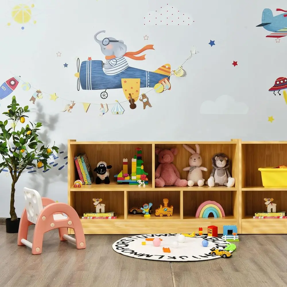 Toy Storage Organizer or Kids, 5-Section School Classroom Storage or Organizing Books Toys, Wooden Kids Bookshel Daycare urnitur