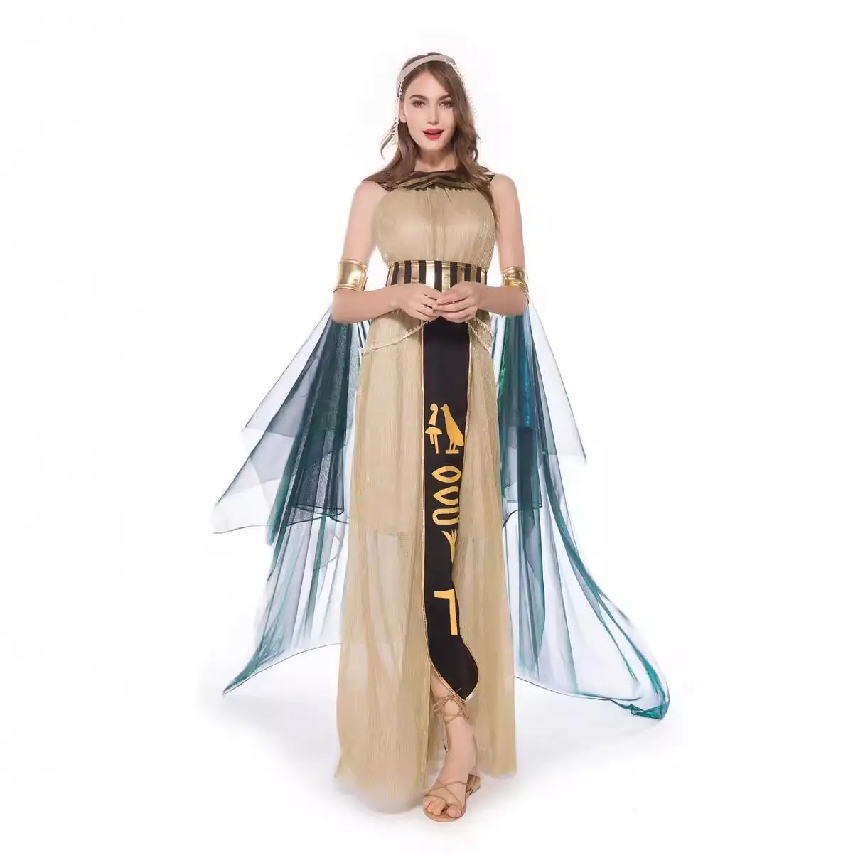 

New Halloween Pharaoh Queen Costume Egyptian Ancient Role Play Festival Performance Women's Traditional Ethnic Stage Costume
