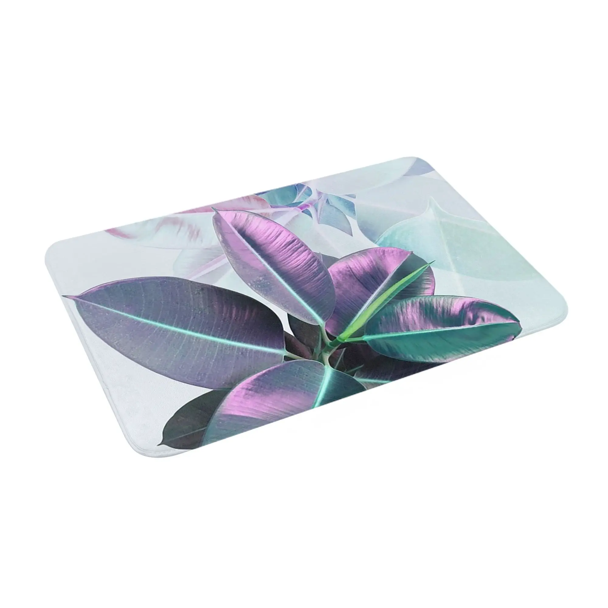 

Violet Tropical Plant, Ficus Elastica Non-slip Doormat Floor Mat Carpet Rug for Kitchen Entrance Home Bathroom Footpad Mats