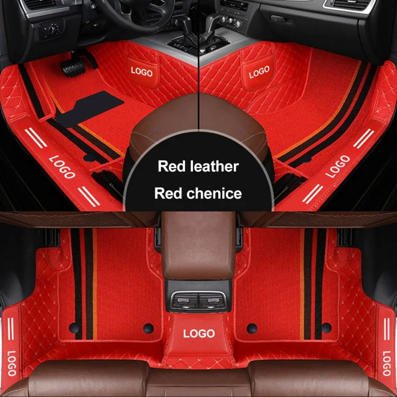 

YUCKJU Custom Stripe Leather Car Mat for CHANA All Models CS35 Alsvin Benni CX20 CS75 CX30 CS15 CS95 CS55 Automobile Carpet Cove