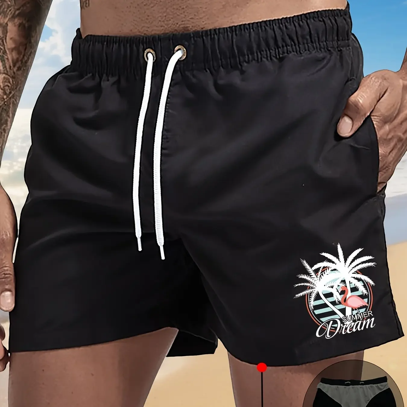 

Men Palm Tree Sunset Print Swim Shorts Quick Dry Beach Board Shorts Summer Casual Swimming Trunks