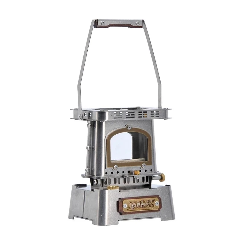 

Outdoor Heating Stove, Tea Brewing and Barbecue Stove for Camping with Half Window Observation