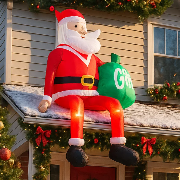 Papá Noel inflable de 2,4 M/7,8 pies con bolsa de regalo, luces LED, decoración del hogar, juguete, adorno de Navidad, suministros festivos, decoración al aire libre