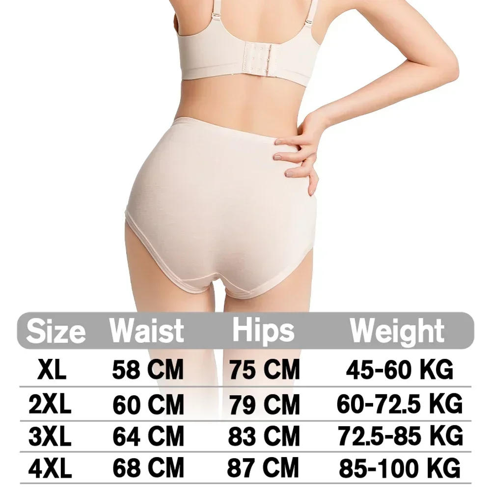 Calcinha de renda modal de cintura alta para mulheres, cuecas plus size, cuecas femininas, cueca de meia idade para mãe, grande, 2024, 3 unidades