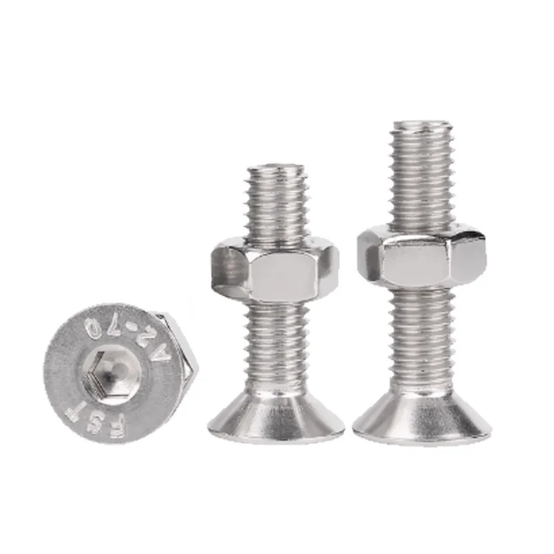 M2 M2,5 M3 M4 M5 M6 M8 DIN7991 304 Edelstahl Sechskant Innensechskant Senkkopf Flachkopfschraube Muttern Schrauben Sortiment Kit – Detail 5