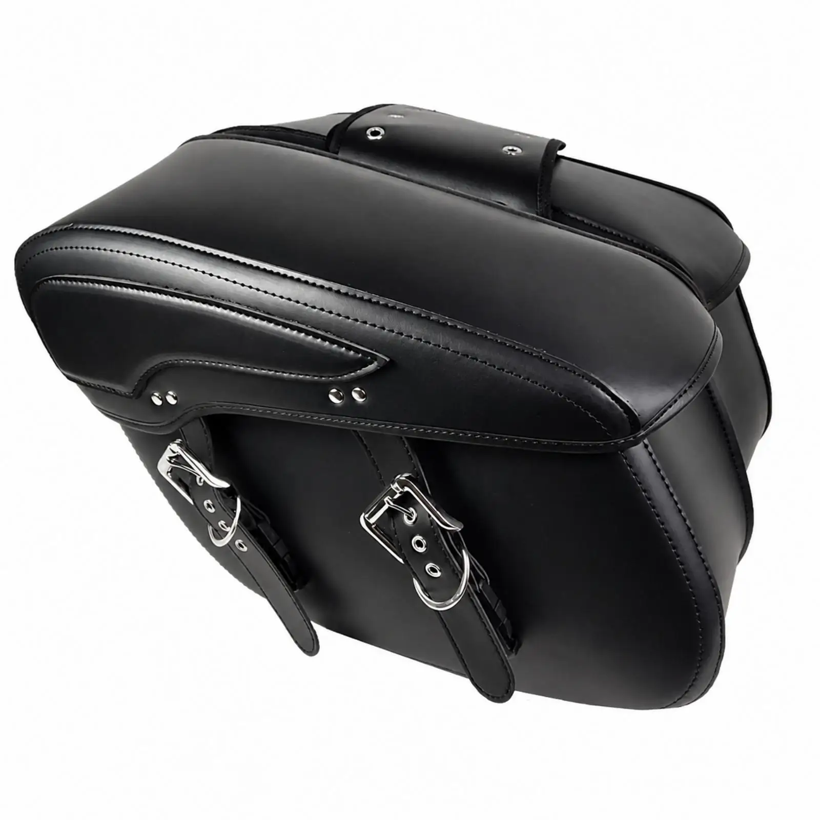 Durable Waterproof Leather Motorcycle Side Pouch Bag for Adventure Cruiser Bikes with Metal Buckle Closure