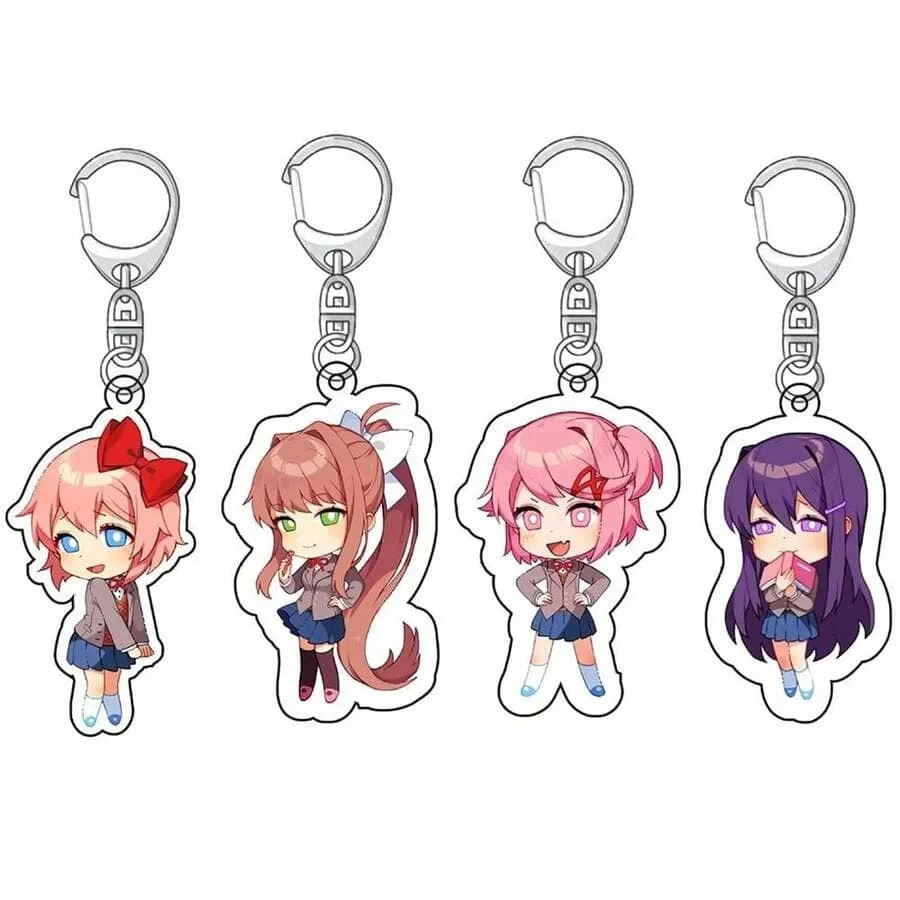 Heartbeat Literature Club Acrylic Keychain, Cute Anime Girl Pendant, Visual Novel Game Merchandise, Desktop Decoration, Backpac