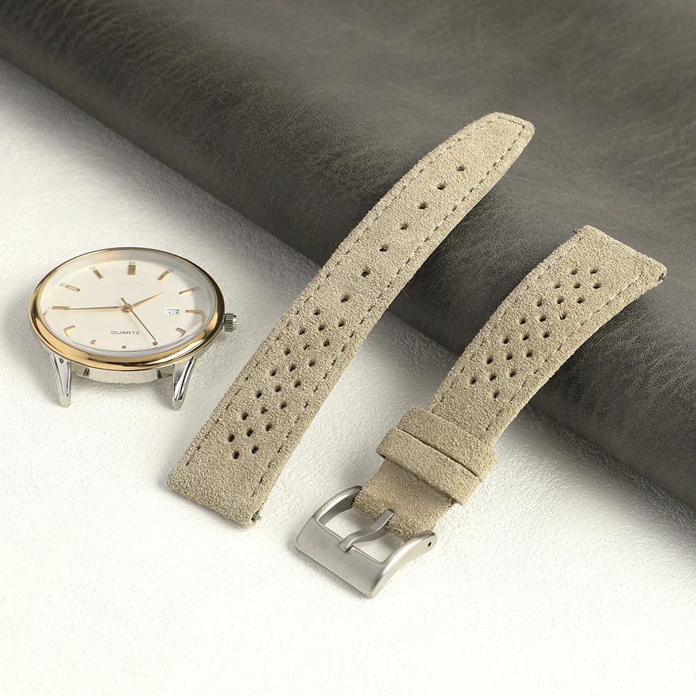 18mm 19mm 20mm Genuine Leather Watchband Coffee Black Watch Strap Handmade Stitching Breathable Hole Bracelet for Men Watch