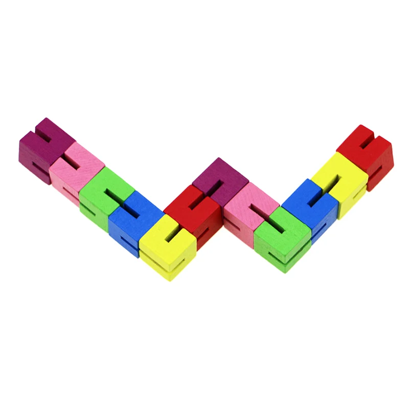 1PC classico colorato cubo stringa blocco di costruzione in legno creativo agitarsi giocattolo antistress per bambini giocattoli educativi per bambini