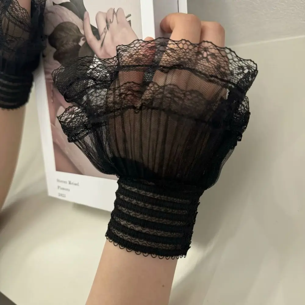 New Multilayer Ruffle Fake Cuff Detachable White Black Wrist Cuff Clothing Accessory