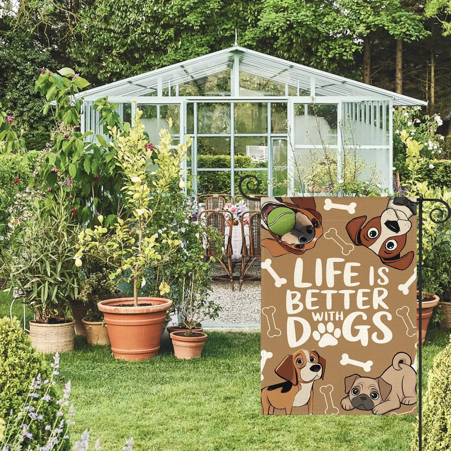 AVOIN colorlife Life Is Better With Dogs Garden Flag 12x18 Inch Outside | Double Sided, Weather & Fade Resistant, Yard O llp