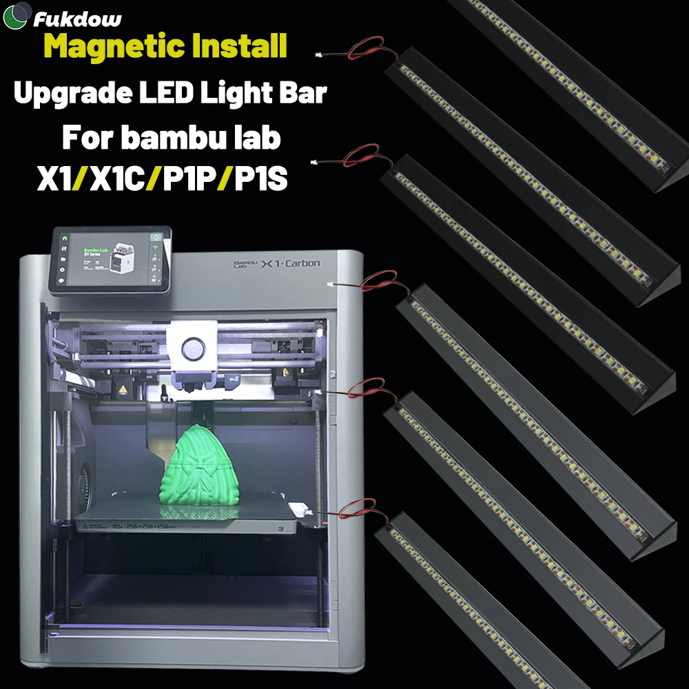 For Bambu Lab LED Light Bar Upgrade Kit High Brightness Lighting Magnetic Install for Bambulab P1S/P1P/P/X1/X1C 3D printer Parts