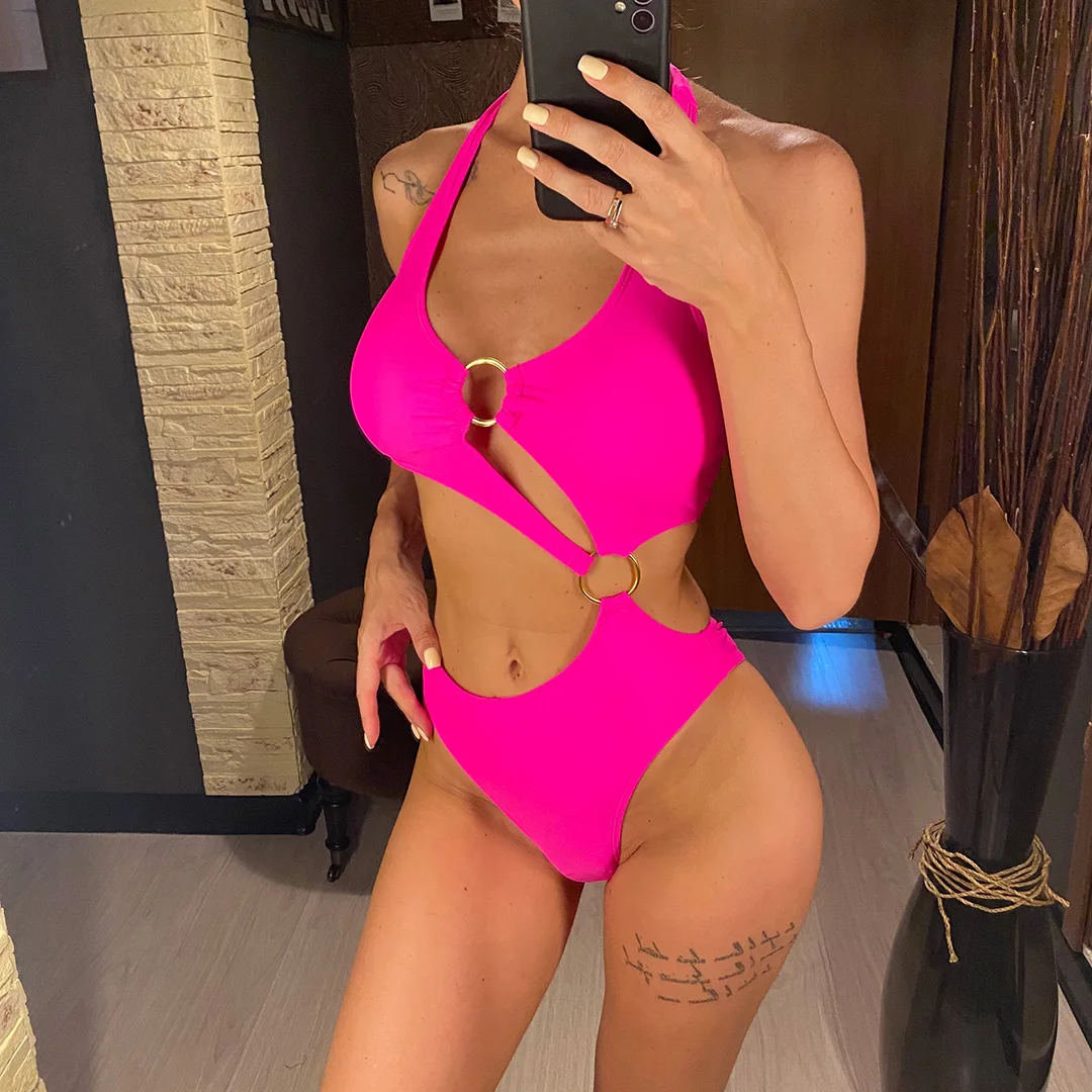 2026 Sexy Neckholder Asymmetrischer One-Shoulder-Badeanzug Damen-Bademode Frauen-Badeanzug Monokini V2660 – Detail 12