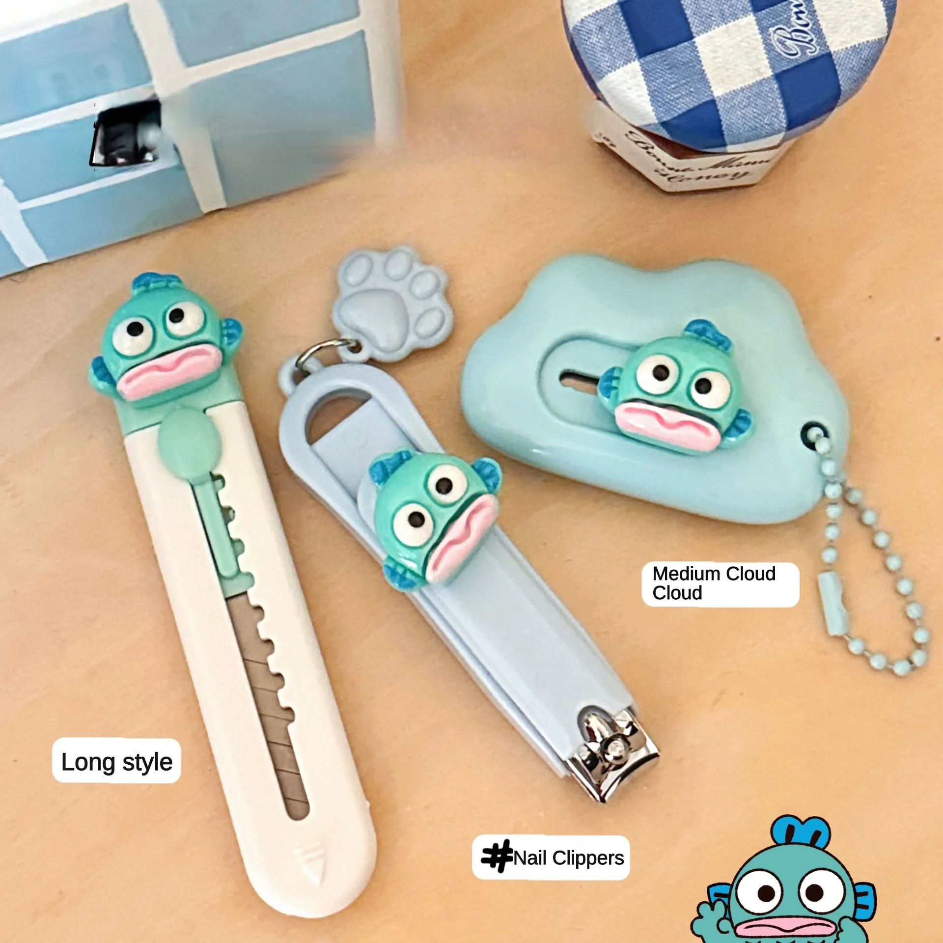 1/3 قطعة الكرتون القبيح الأسماك الفن سكين طالب تفريغ حزمة سكين صغير المحمولة ولطيف مسمار قطع الورق سكين #2