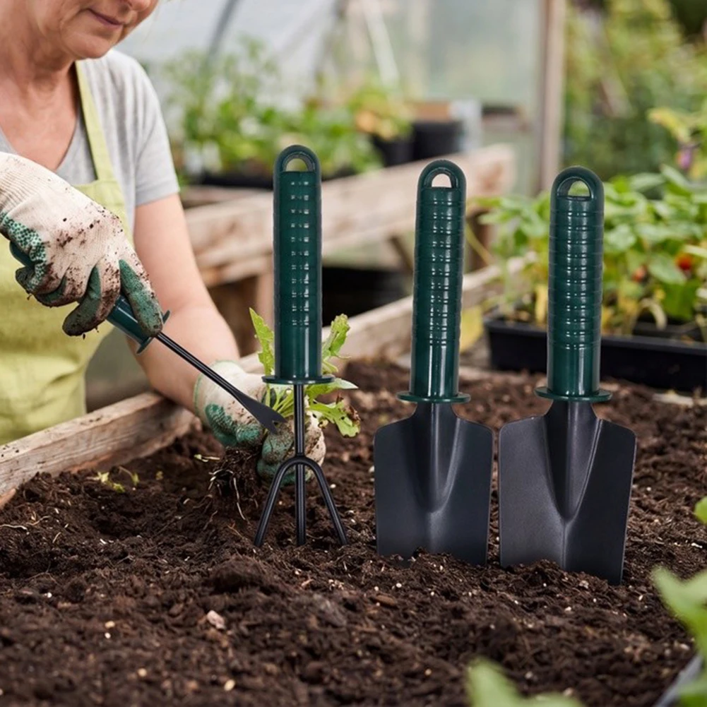 For 4-Piece Garden Tool Set: Ergonomic & Space-Saving Solutions! Plastic Handle Garden Shovel, Iron Shovel