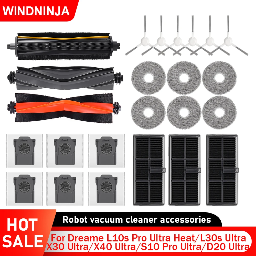 Passend für Dreame L30s Ultra L10s Ultra Gen 2 Roboter-Staubsauger-Zubehör, Staubbeutel, Mopp-Pads, Hauptseitenbürste, HEPA-Filter, Ersatzteile